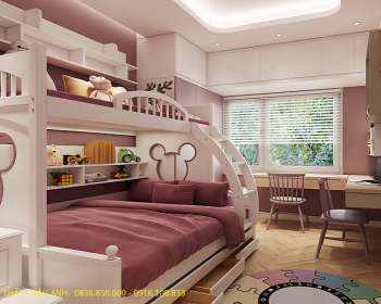 Thiết kế phòng ngủ giường tầng cho bé gái ở căn hộ Văn Phú Hà Đông 